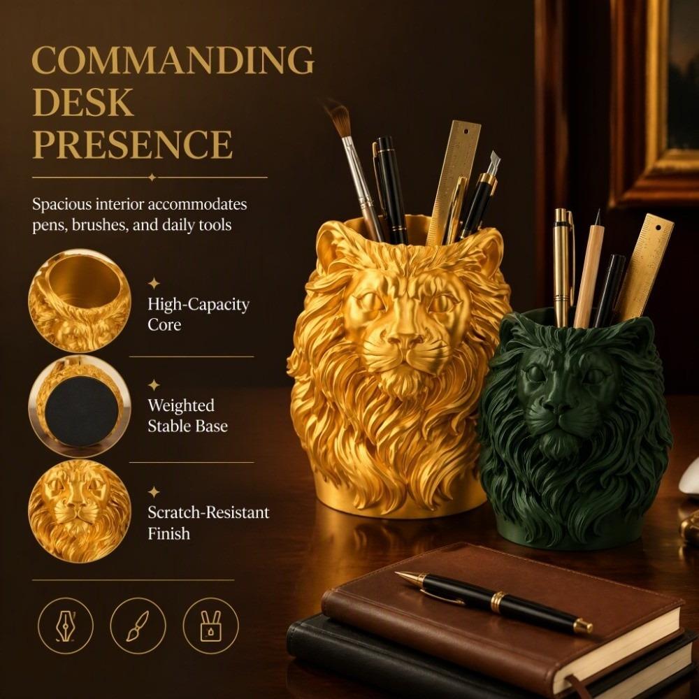 Vivid 3D Printed Pen Stand PLA Desktop Organizer Creative Lion Ornament Student