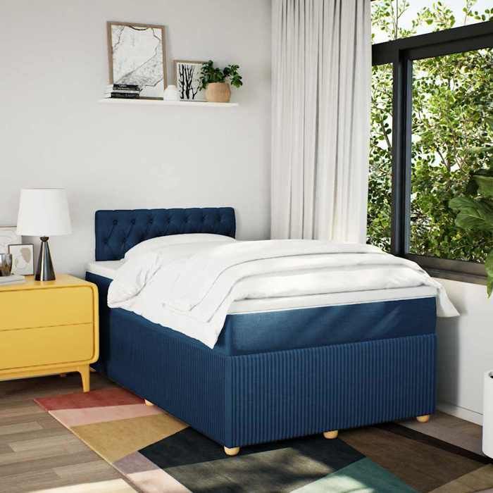 Maison Exclusive - Sommier à lattes de lit avec matelas Bleu 120x200 cm Tissu