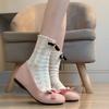 French Pink Bow Inner Height Increase Mary Jane Shoes Women's 2025 Spring New Versatile Skirt Light Mouth Single Shoes