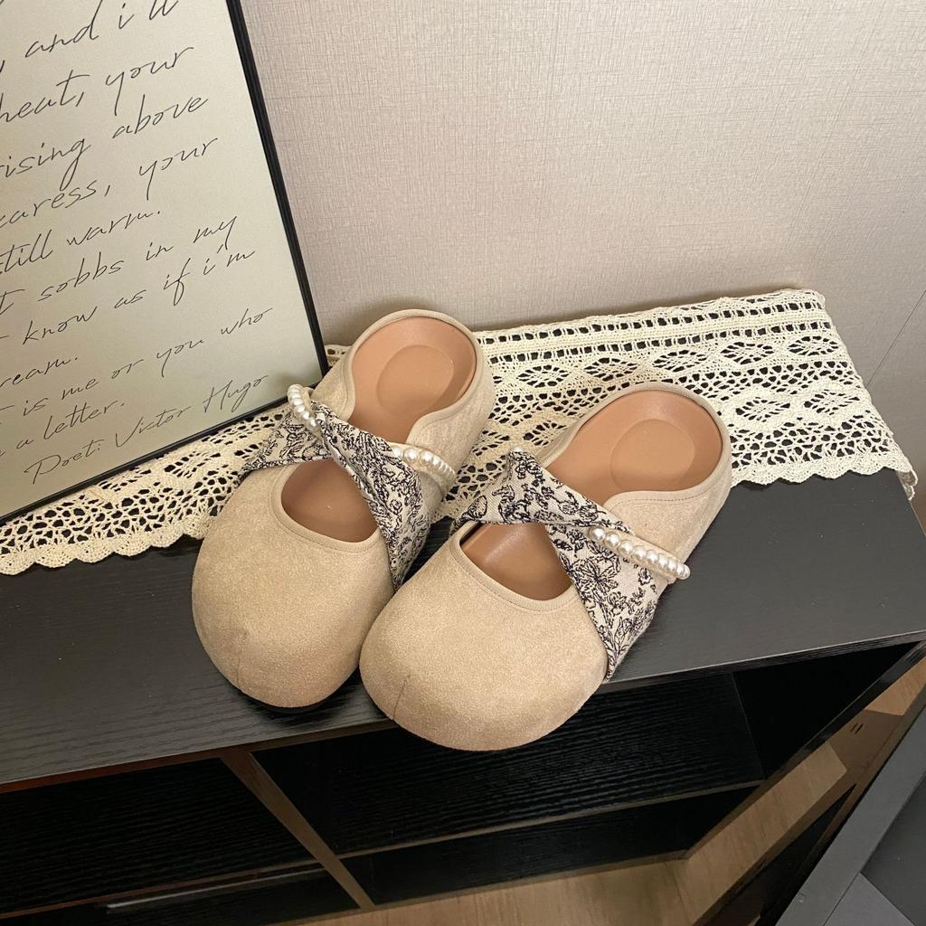 Нежные балетки в стиле феи 2025 года, новый французский ретро-темперамент, элегантные замшевые туфли Мэри Джейн с легким ртом