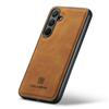 DG.MING For Samsung Galaxy S25 FE Case PU Leather Covered PC + TPU Hybrid Phone Shell