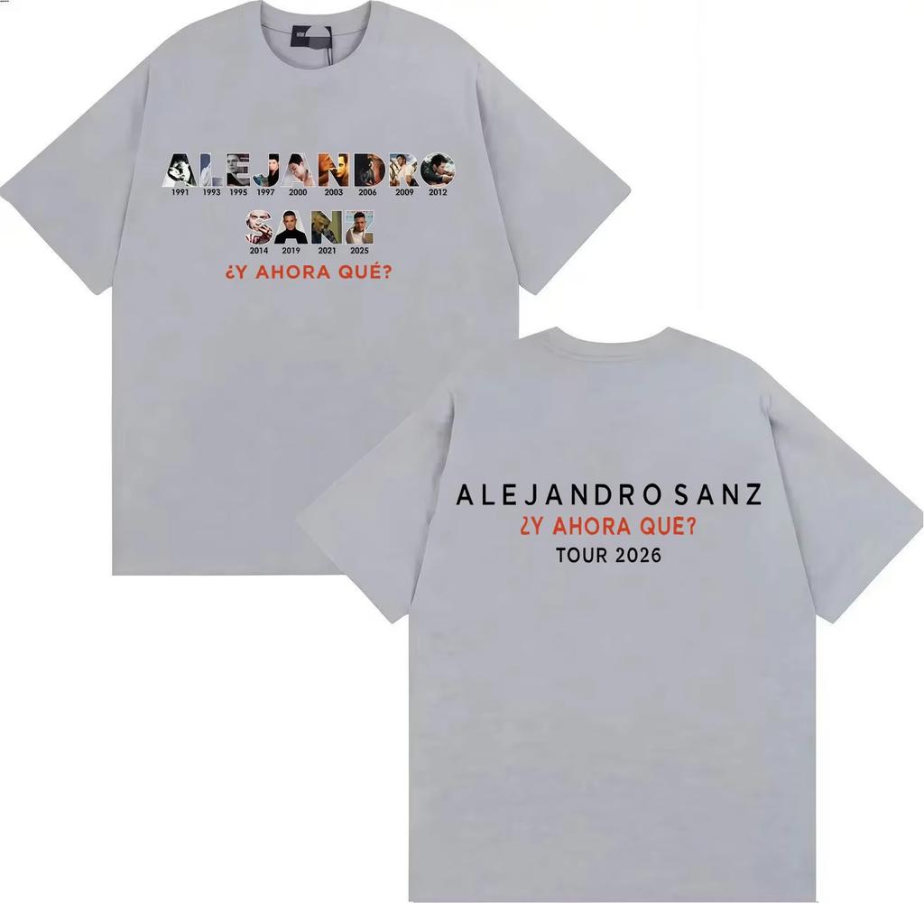 Trendy Graphic Tops Singer Alejandro Sanz 2026 Spring summer Print Tee AestheticTshrit Mens Women Tees Casual Short Sleeve
