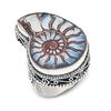 Ammonite Fossil Gemstone 925 Sterling Silver Jewelry Ring Size 9