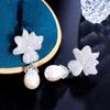 Игла Премиум Чувство Циркон Цветок Жемчуг Серьги Уникальные Супер Вспышка Серьги Серьги
