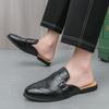 Модные повседневные мужские полушлепанцы Классический дизайн в британском стиле Досуг Вечеринка Улица Мода Большой размер Летние кожаные туфли на плоской подошве