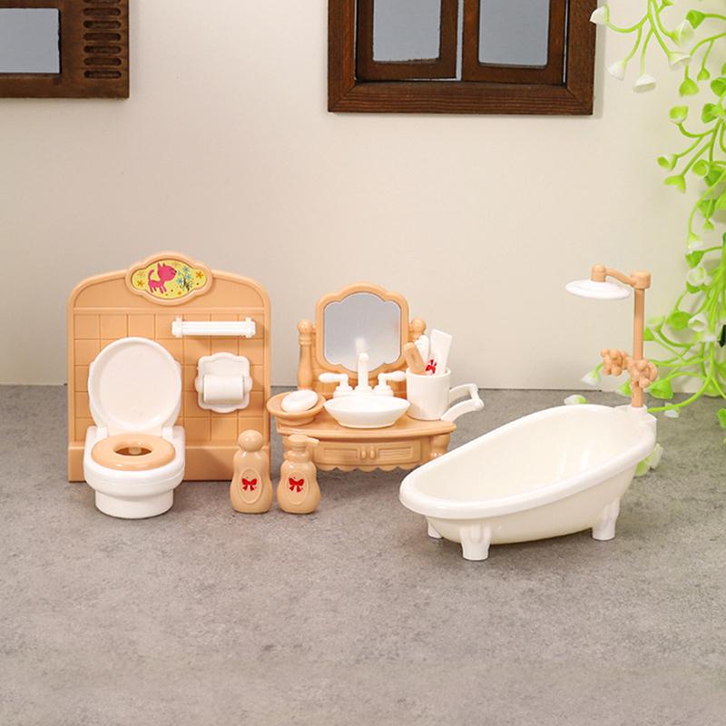 1Комплект 1:12 кукольных миниатюрных ванн, туалетов, раковин, набор мебели для ванной комнаты, модель для дома, декор, игрушка, кукольный дом, аксессуары