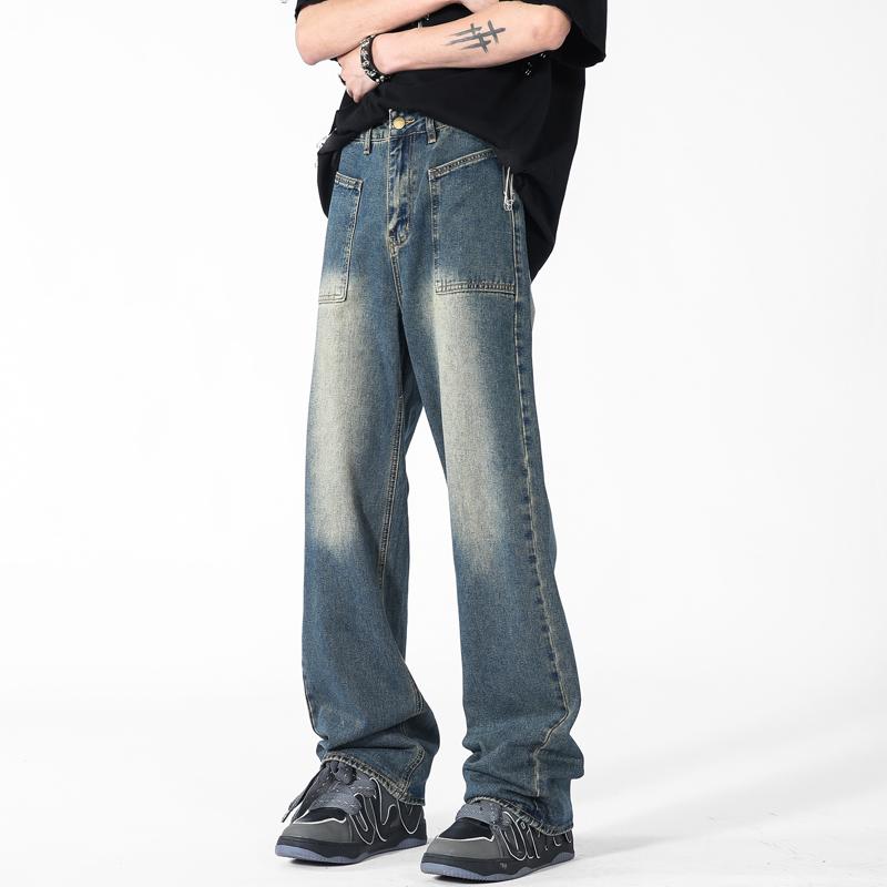 Брюки для мытья полов, джинсы больших размеров, весенне-осенние мужские свободные брюки с большими краями