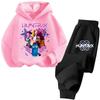 Одежда для девочек Горячий K-Pop Охотник на демонов Мультяшный Свитшот с капюшоном и спортивные штаны Комплект Теплая Детская Мода Повседневные Топы