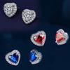 1 Pair Fashion Simple Heart Zirconia Women's Earrings Blue Red White Daily Party Earrings Jewelry Accessories