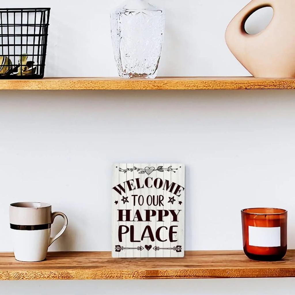 Welcome Sign Wood Sign Family Wall Decor Farmhouse Home Decor Rustic Wooden Wall Art for Lake Cabin Living Room Kitchen Coffee