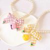 Kitten Puppy Bow Pearl Necklace Houndstooth Bell Neck Ring Cat Dog Apparel Accessories