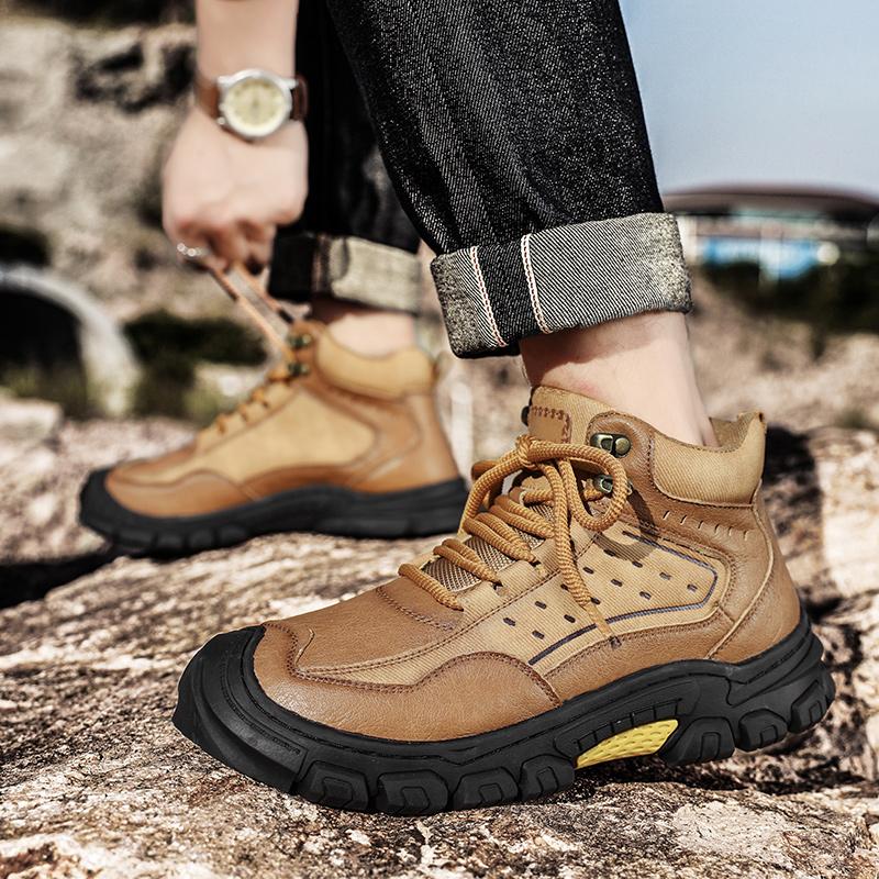 Winter Boots Lace Up Black Genuine Leather Men's Shoes Fashion Men Boots New Design Outdoor Man Casual Hiking Boots