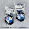 BMW Front/Rear Logo Set: 82mm Blue & White Front, Original Black Base, 74mm Blue & White Rear Modified Logo