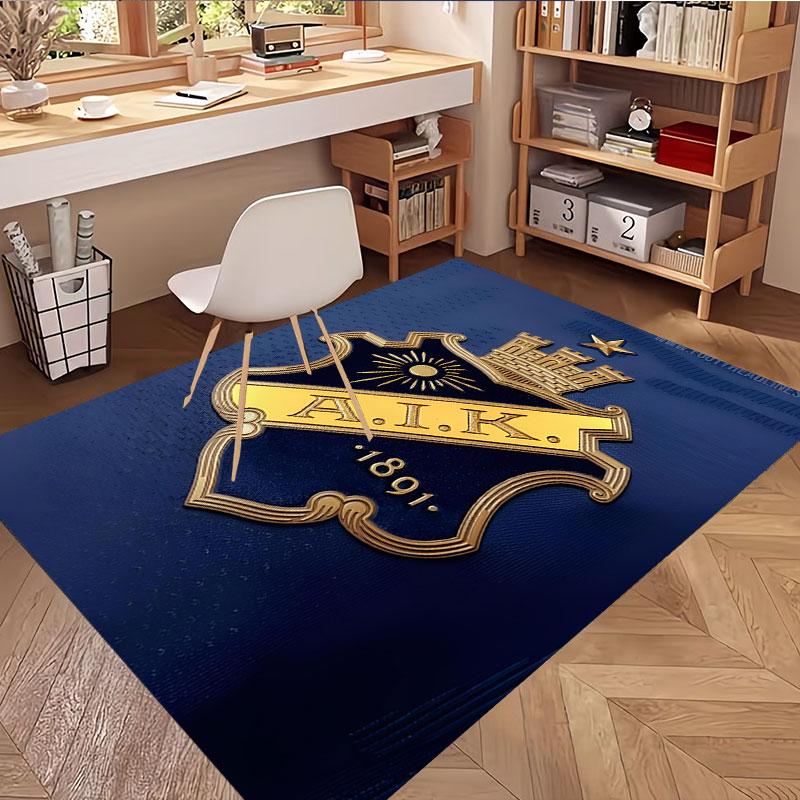 AIK Fotboll Print Rug, Washable Floor Carpet, For Entryway Dorm Laundry Room Office Study, Home Decor Birthday Christmas Gift