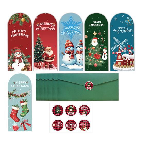 Набор рождественских поздравительных открыток Складные открытки с наклейками и конвертами Дизайн в рукописном стиле Открытка для праздничных пожеланий