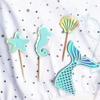 1 Piece Baked Cake Decoration Ocean Style Pearl Shell Sea Star Sea Horse Fish Tail Cake Decoration Card Insertion Paper Set