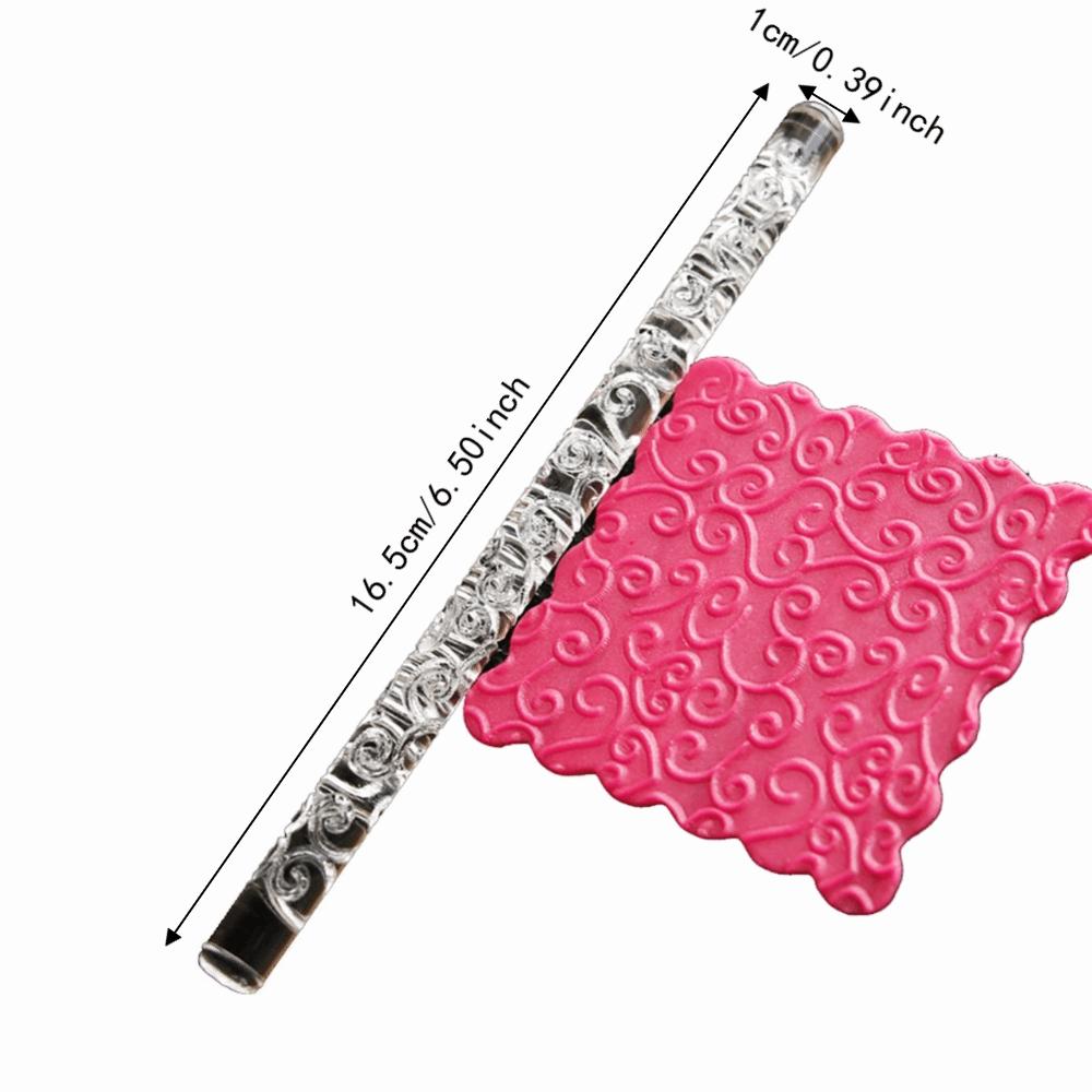 Acrylic Acrylic Rolling Pin Floral Vine Embossed Dough Rolling Pin Fondant Roller Pastry Making