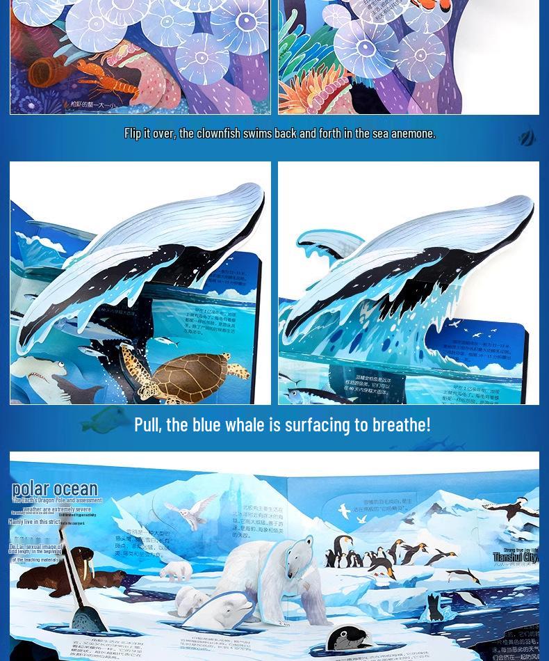 3D pop-up книги: Динозавры, Космос, Морские Животные для Детей