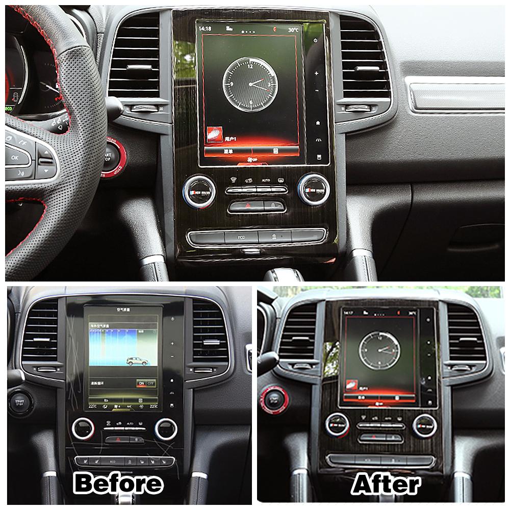 Для Renault Koleos 2017-украшение салона автомобиля, защитная рамка из нержавеющей стали, накладка черного цвета для Samsung