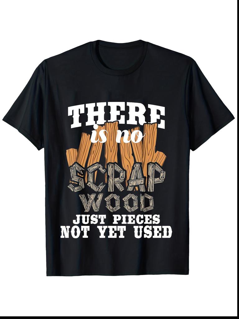 1 Men's T-shirt with interesting wooden pattern Men's gift cover round neck