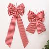 Sweet Large Christmas Bow Stripe Christmas Wreaths Bow Tree Bow with Long Tails  Home Door