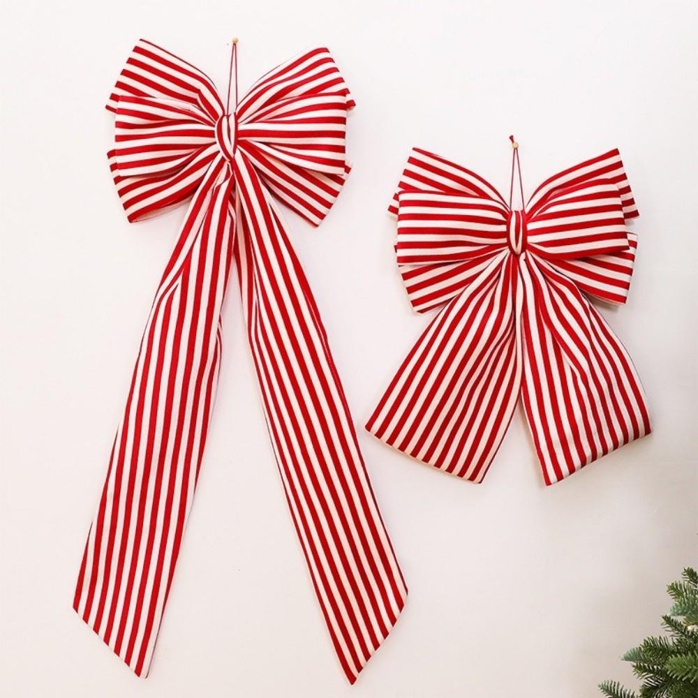 Stripe Christmas Tree Topper Bow DIY Christmas Wreaths Bow Tree Bow with Long Tails Home Decor