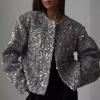 Spring and Autumn Women's Tweed Sequin Jacket