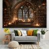 2D Vintage Gothic Library Window & Books Photo Booth Backdrop