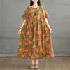 2025 Women Plus Size Summer Vintage Dress New Loose Short Sleeve Printing Dress Elegant Basic Casual Dress