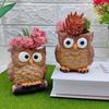 Cartoon Owl Planter Resin Animal Vase Pen Container  Green Plants Potted