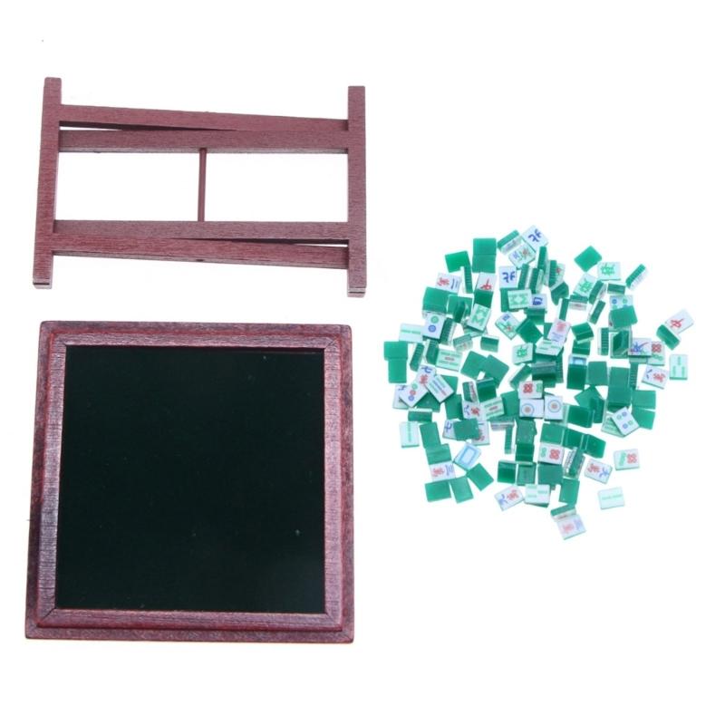 Realistic Clothes Mahjong Table Realistic Pretend Play for Kids Table and Chairs Model Toy 1:12 Doll House Accessories