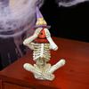Halloween Skeleton Pumpkin Figurine Resin See Hear Speak No Evil Pumpkin Head Skeleton Statue for Home Haunted House Decor