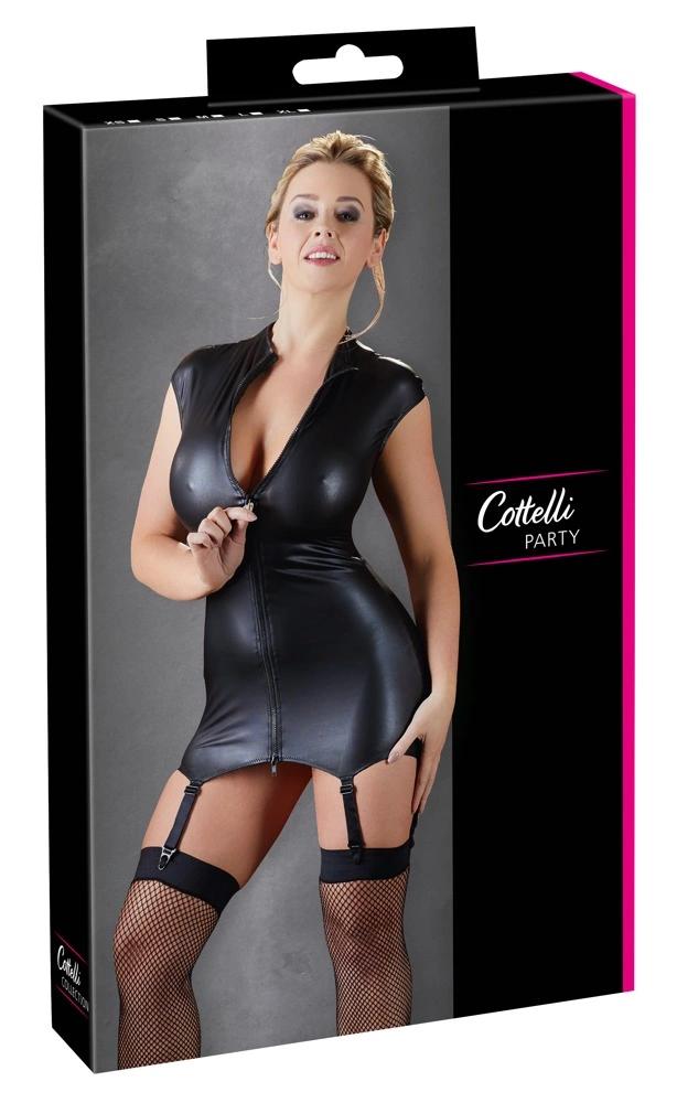 Cottelli PARTY - Sexy Short Dress with High Neckline Matte Black L
