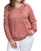 Azura Exchange Блуза Babydoll с длинными рукавами и оборками с леопардовым принтом, большого размера