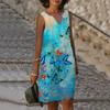 Women V Neck Summer Flutter Butterfly Print Dress Casual Sleeveless Fashion Casual Loose Sexy Dresses Plus Size XS-8XL