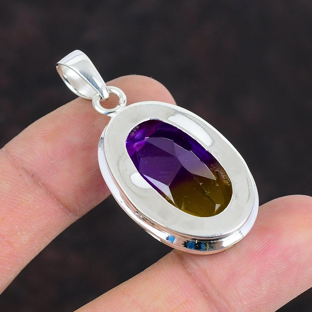 Подвеска с ограненным аметрином, кулон с камнем рождения, кулон из стерлингового серебра 925 пробы, ювелирные изделия из аметрина ручной работы, совершенно новый кулон, подарки для мамы