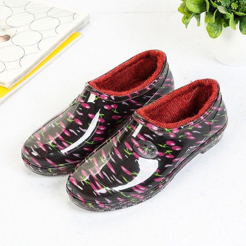 New Shallow Mouth Four-season Rain Shoes Women's Short Tube Non-slip Waterproof Shoes Low-top Work Rubber Shoes