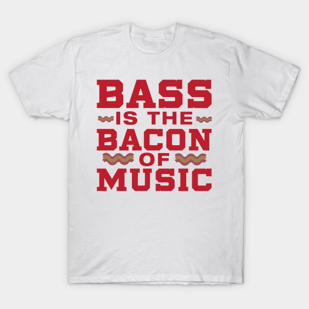 Asian Size Men Black Print T-shirt Bass Is The Bacon Of Music No-Cut Heat Transfer Print Cotton Tshirt