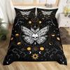 Butterfly And Death Moth Duvet Cover Queen Gothic Skull Flower Star Sky Moon Bedding Set Polyester Boho Exotic Black Quilt Cover