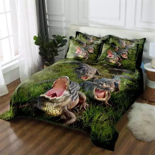 Crocodile Duvet Cover Set Bed Decoration First Choice Gift Suitable For Children Boys Girls And Adults Soft Warm And Breathable