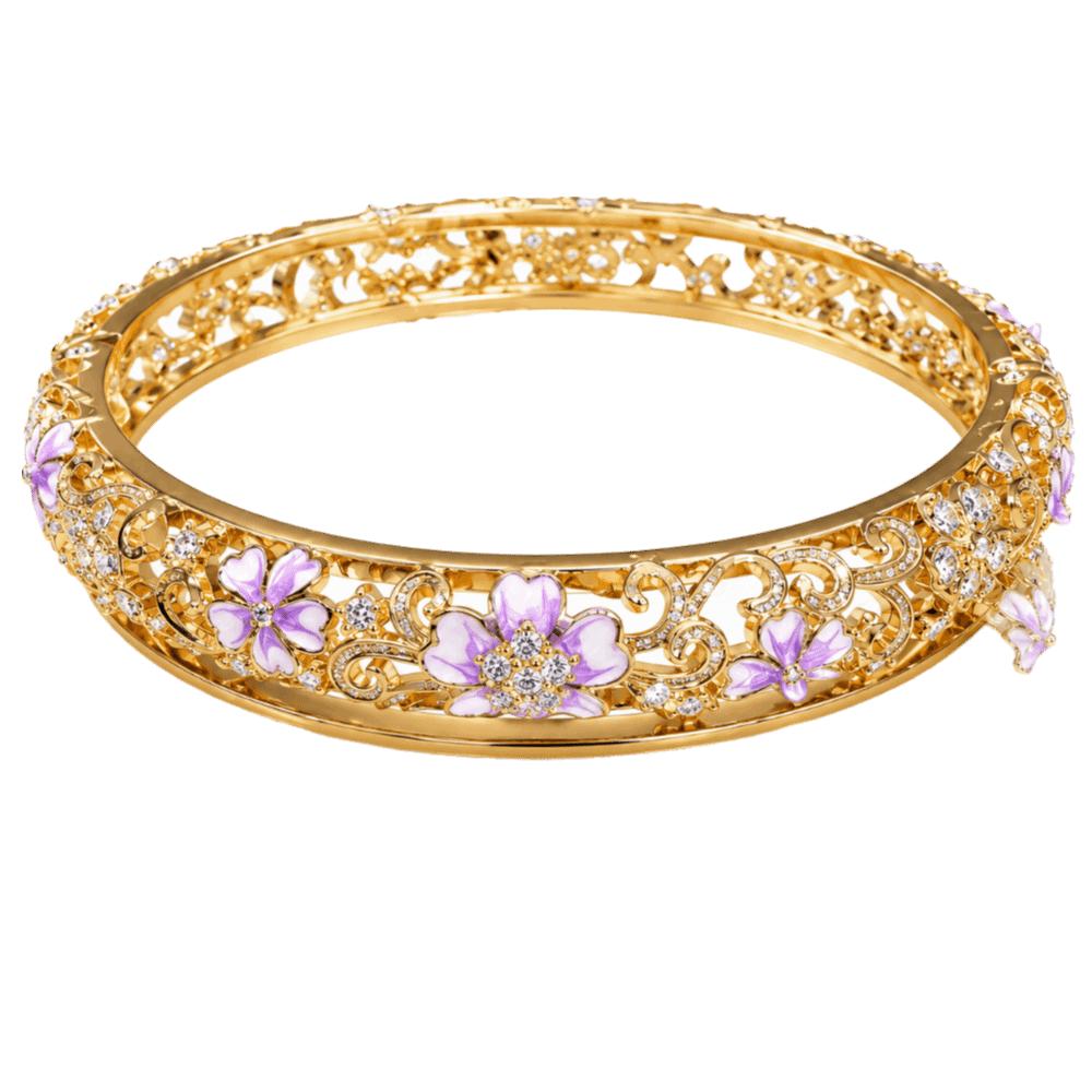 Colorful Vintage Cloisonne Bangle Traditional Enamel Bangle Openwork Engraving Flower Bangle Women