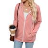 New Autumn and Winter Style Contrasting Color Zipper Hooded Pocket Long-sleeved Sweatshirt for Women