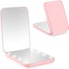 2023 Keup Mirror With Led Light Small Portable Foldable Small Handheld Lumineux Travel Smart Pink Vanity Mirrors Make Up Tools