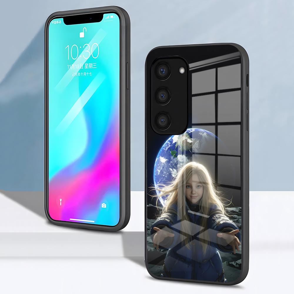 Чехол Diana Pragmata для Samsung S26 S25 S24 FE S23 S22 S21 Plus S20 Ultra Note20Ultra Черное Стеклянное Покрытие