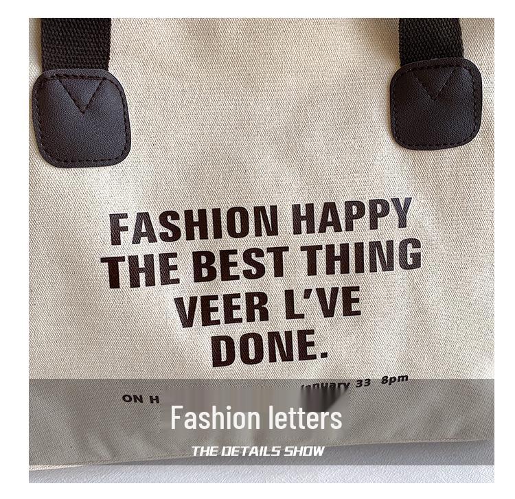 Холщовая сумка-тоут и сумка через плечо большой вместимости в корейском стиле для женщин - Модная студенческая сумка