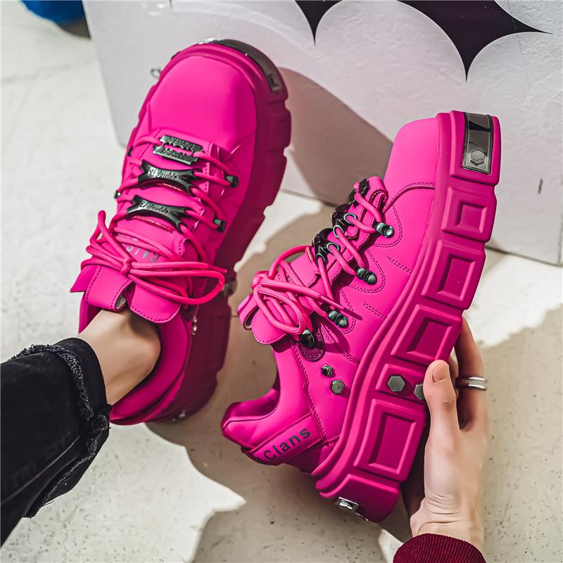 Трендовые розовые кроссовки на платформе мужские панк обувь маффин мужская европейский стиль дизайнерская обувь мужская уличная оригинальные мужские кеды для скейтборда