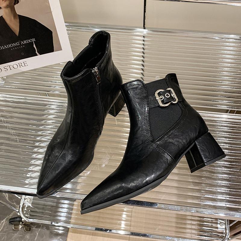 Модные ретро-модные ботинки челси с пряжкой на ремне для женщин, осенне-зимняя женская обувь на мягкой подошве, дизайнерские ботильоны большого размера для женщин