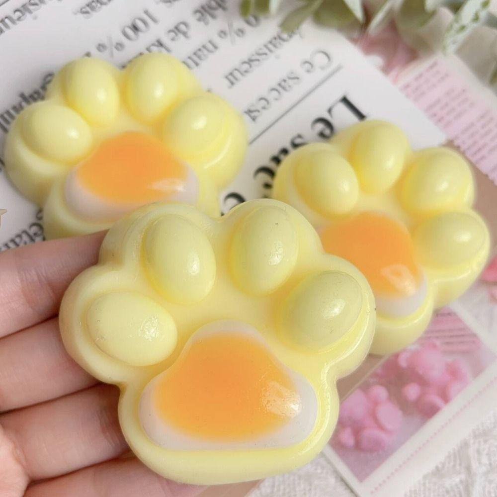 Three-color Rainbow Mini Cat Paw Squeeze Toy Poached Egg Pinch Decompression Toy Practical Jokes