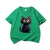 Cute Black Cat Graphic Tee Kids 100 Cotton Crew Neck Casual Breathable T Shirt Short Sleeve Muticolor Tops For Sweet Girls Boys