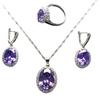 European and American Zircon Jewelry Set Jewelry Ring Necklace Earrings Inlay